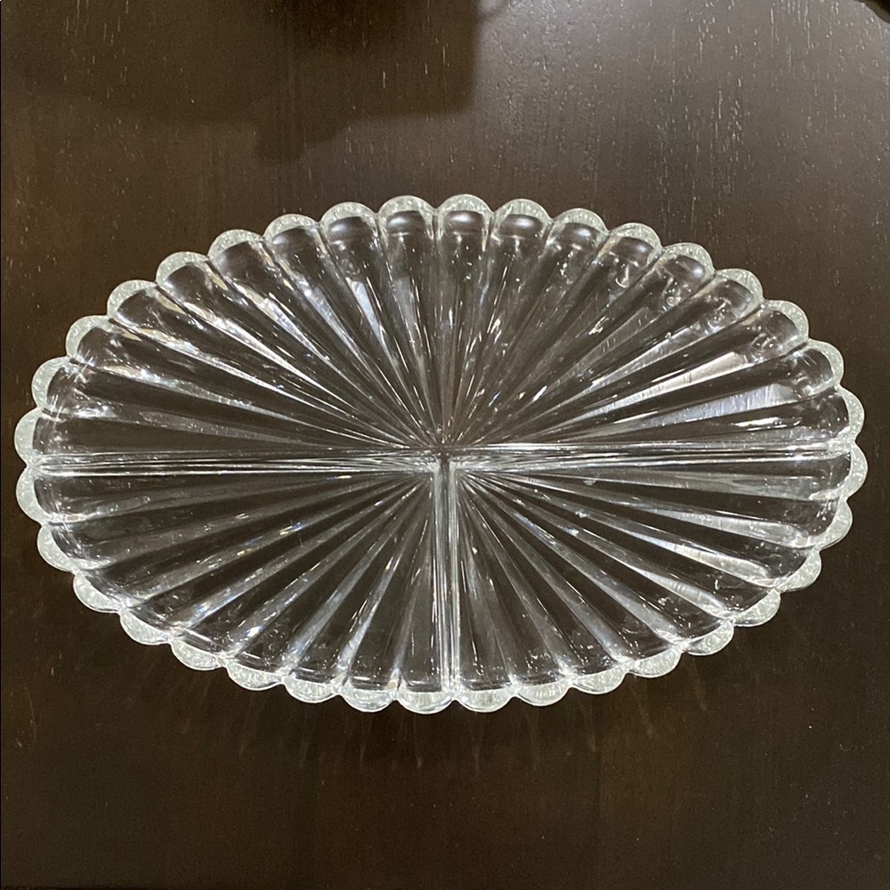 Marked Heisey Clear Pressed Glass Divided Oval Serving Platter! - Picture 1 of 5
